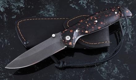 Складной нож Зубр, сталь Х12МФ, рукоять накладки акрил коричневый