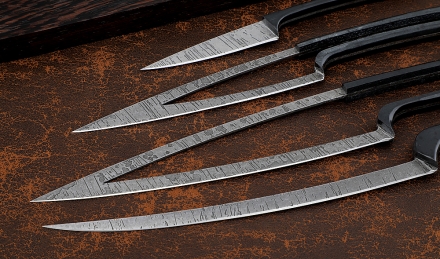 Набор ножей "Матрешка" сталь Х12МФ рукоять акрил черный в шкатулке дерево венге Набор ножей "Матрешка" сталь Х12МФ рукоять акрил черный в шкатулке дерево венге