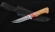 Нож Малыш-1, дамаск, рукоять карельская береза янтарь, акрил красный