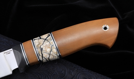 Нож из стали S390 «Засапожный» - сатин рукоять карбон самшит кость мамонта