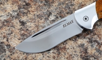 Нож Ястреб, складной, сталь Elmax, рукоять накладки карельская береза стабилизированная янтарь - Нож Ястреб, складной, сталь Elmax, рукоять накладки карельская береза стабилизированная янтарь