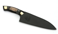Нож Шеф №12 сталь дамаск рукоять черный граб карельская береза латунь - IMG_8508.jpg