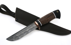 Нож Тунец сталь дамаск полный камень рукоять венге черный граб