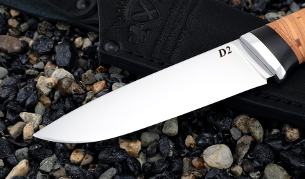 Нож Голец сталь D2 полированный, рукоять береста Нож Голец сталь D2 полированный, рукоять береста