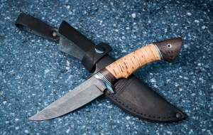 Нож Лютик сталь дамаск рукоять береста Нож Лютик сталь дамаск рукоять береста