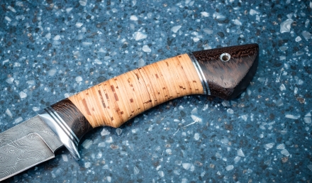 Нож Лютик сталь дамаск рукоять береста Нож Лютик сталь дамаск рукоять береста