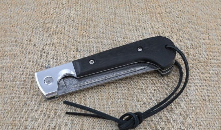 Нож Складной на подшипнике Пчак дамаск нержавеющий, накладки карбон (NEW)