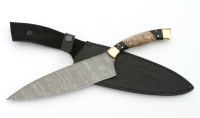Нож Шеф №13 сталь дамаск рукоять черный граб карельская береза латнуь - IMG_8509.jpg