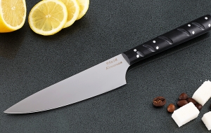 Кухонный нож Шеф №6 сталь 95Х18, рукоять черный акрил Кухонный нож Шеф №6 сталь 95Х18, рукоять черный акрил