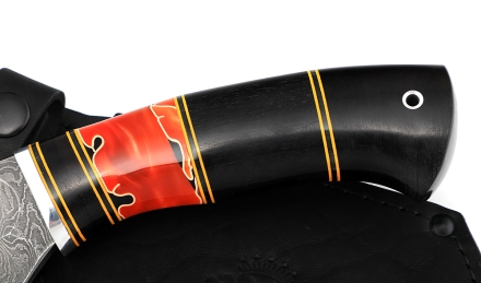 Тяпка №5 сталь дамаск полный камень, рукоять черный граб акрил Тяпка №5 сталь дамаск полный камень, рукоять черный граб акрил