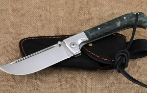 Нож складной Пчак сталь S390 накладки карельская береза зеленая Нож складной Пчак сталь S390 накладки карельская береза зеленая