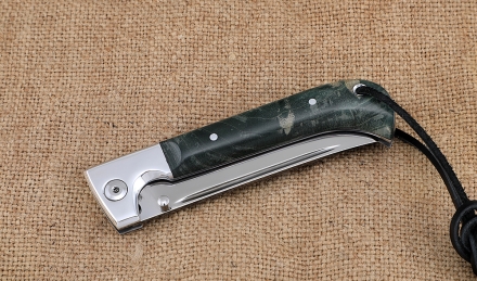 Нож складной Пчак сталь S390 накладки карельская береза зеленая Нож складной Пчак сталь S390 накладки карельская береза зеленая