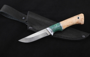 Нож Малыш-1, Х12МФ, рукоять карельская береза, акрил зеленый Нож Малыш-1, Х12МФ, рукоять карельская береза, акрил зеленый