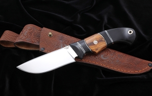 Нож из стали S390 Ловчий рукоять карбон железное дерево черный граб Нож из стали S390 Ловчий рукоять карбон железное дерево черный граб