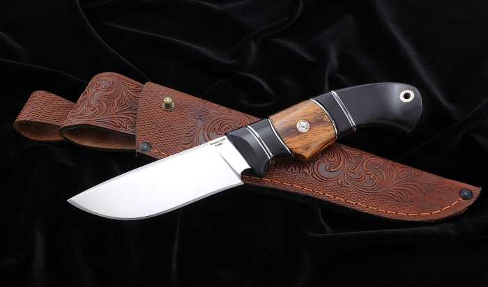 Нож Ловчий S390 рукоять карбон железное дерево черный граб