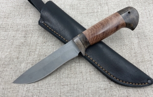 Нож "Амур" сталь х12мф рукоять карельская береза коричневая бубинга