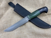 Нож Засапожный сталь У8А, рукоять черный граб - стабилизированная карельская береза зеленая