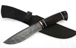 Нож Сибиряк сталь дамаск полный камень рукоять венге черный граб