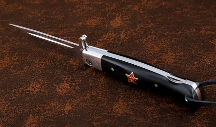 Нож Финка НКВД складная сталь 95Х18 накладки черный граб с красной звездой Нож Финка НКВД складная сталь 95Х18 накладки черный граб с красной звездой