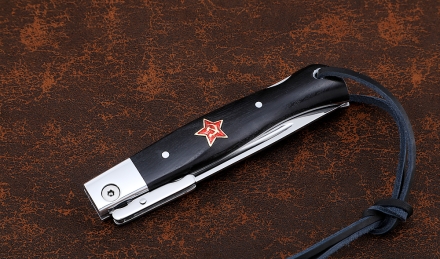 Нож Финка НКВД складная сталь 95Х18 накладки черный граб с красной звездой Нож Финка НКВД складная сталь 95Х18 накладки черный граб с красной звездой