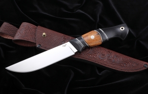 Нож из стали S390 «Гриф» рукоять карбон железное дерево черный граб Нож из стали S390 «Гриф» рукоять карбон железное дерево черный граб