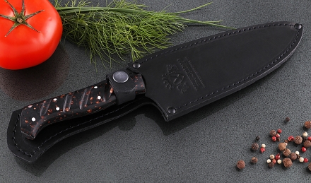 Кухонный нож Шеф №5 сталь Х12МФ, рукоять акрил коричневый Кухонный нож Шеф №5 сталь Х12МФ, рукоять акрил коричневый