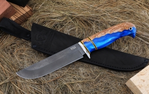 Нож Косуля сталь Х12МФ, рукоять карельская береза искусственный камень синий Нож Косуля сталь Х12МФ, рукоять карельская береза искусственный камень синий