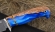 Нож Косуля сталь Х12МФ, рукоять карельская береза искусственный камень синий