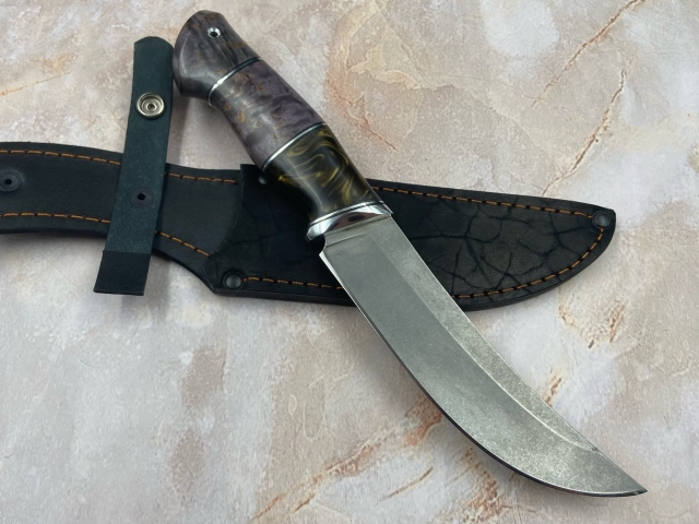 Нож Коршун х12мф акрил зеленый и карельская береза фиолетовая (распродажа) 