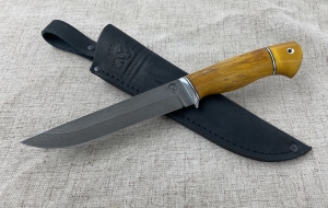 Нож "Охотник" сталь ХВ-5 рукоять карельская береза желтая (распродажа)