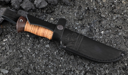 Нож Амур дамаск с долом, рукоять береста