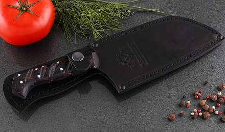 Кухонный нож Шеф №2 сталь Х12МФ, рукоять коричневый акрил