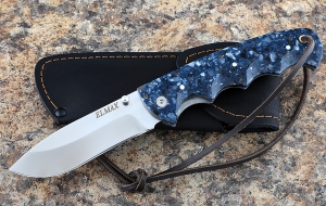 Складной нож Носорог, сталь Elmax, рукоять накладки акрил синий