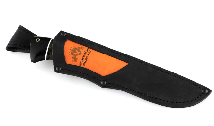 Нож Барракуда сталь дамаск торцевой, рукоять карельская береза стабилизированная зеленая черный граб, мельхиор Нож Барракуда сталь дамаск торцевой, рукоять карельская береза стабилизированная зеленая черный граб, мельхиор