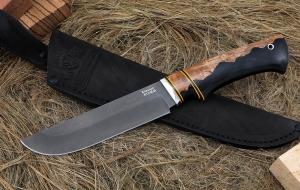 Нож Косуля сталь Х12МФ, рукоять карельская береза искусственный камень черный Нож Косуля сталь Х12МФ, рукоять карельская береза искусственный камень черный